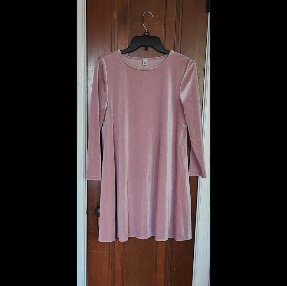 Old Navy pink stretch velvet swing dress S